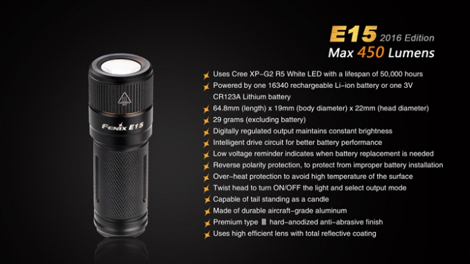 Fenix Flashlight E15 (2016) LED