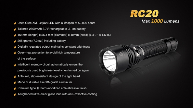 Fenix Flashlight RC20 LED