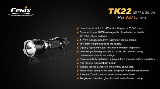 Fenix Flashlight TK22 Ultimate Edition LED