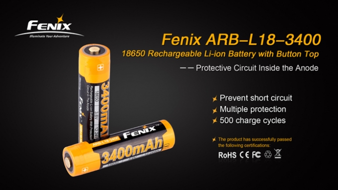 Fenix Light Rechargeable 18650 ARB-L18 3400mAh