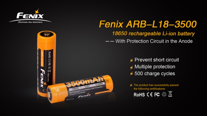 Fenix Light Rechargeable 18650 ARB-L18 3500mAh