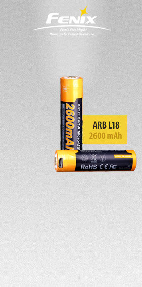 Fenix Light Rechargeable 18650 ARB-L18 2600mAh USB